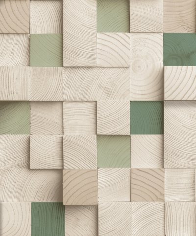 Dutch Artifice- Houtblokken beige/groen M801-04