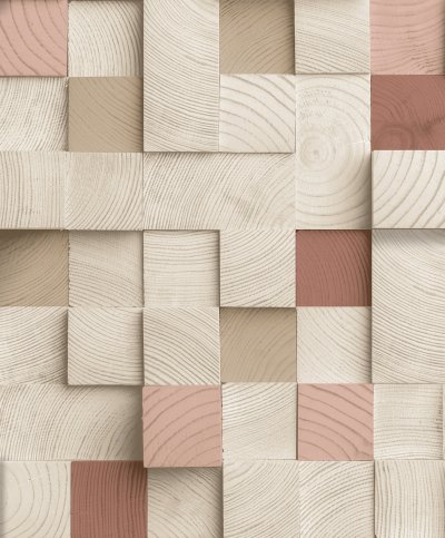 Dutch Artifice- Houtblokken Beige/oudroze M801-10